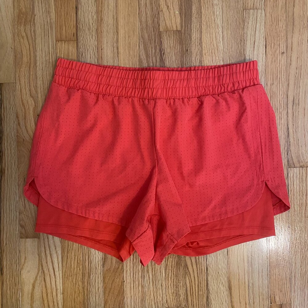 RBX Tangerine Orange Athletic Double Layer Shorts with Hidden Pocket Size S